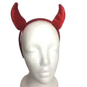 Red Devil Horns Headband Red Velvet Horns Costume Accessories OS